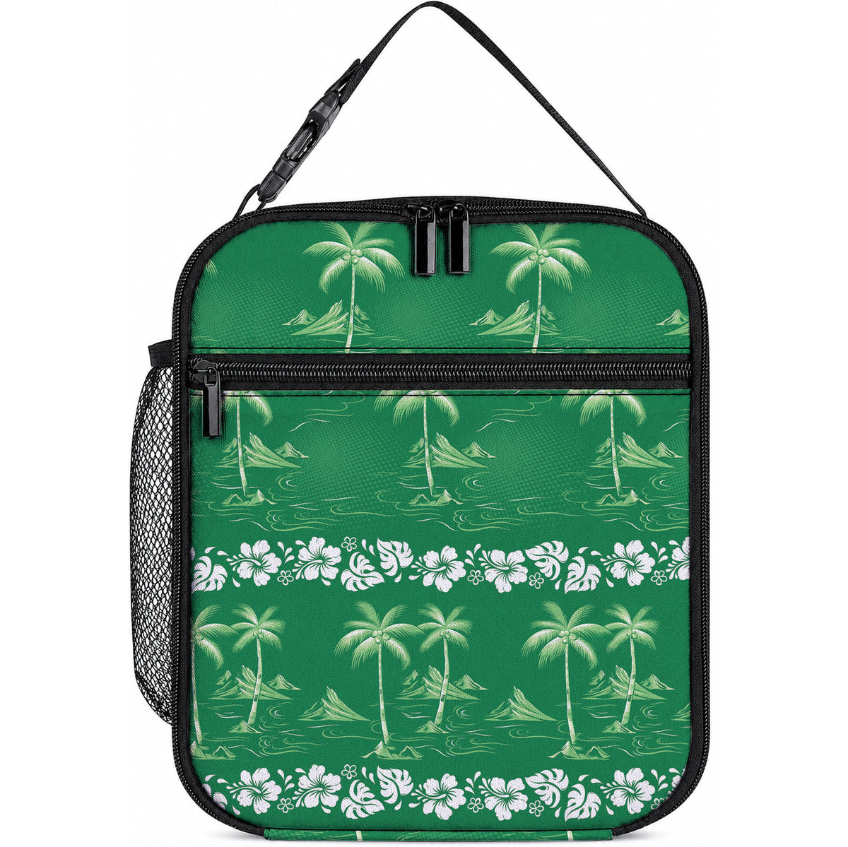Green Hawaii Palm Tree Hibiscus Lunch Bag Fantasy Summer Vibe