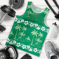 Green Hawaii Palm Tree Hibiscus Men Tank Top Fantasy Summer Vibe LT01 - Polynesian Pride