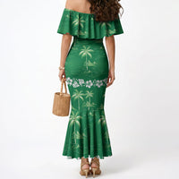 Green Hawaii Palm Tree Hibiscus Mermaid Dress Fantasy Summer Vibe LT01 - Polynesian Pride