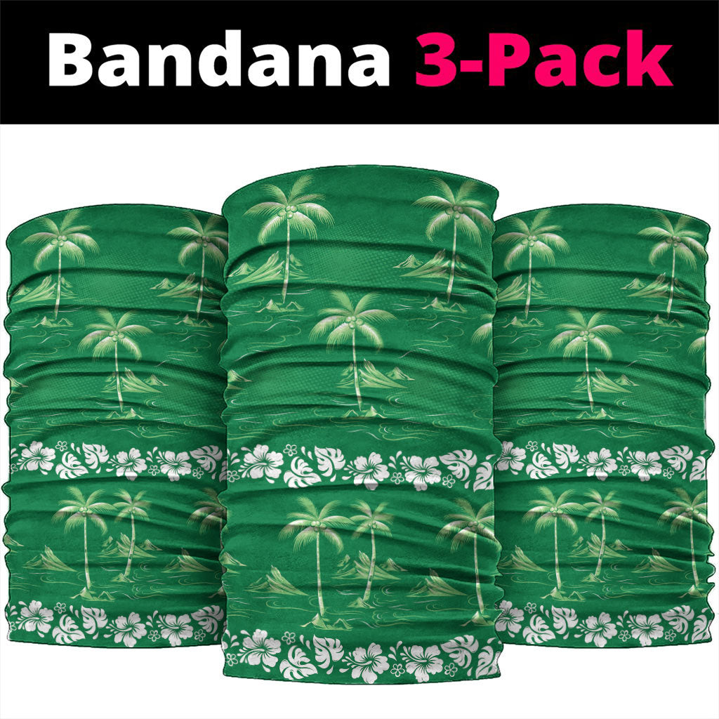 Green Hawaii Palm Tree Hibiscus Neck Gaiter Fantasy Summer Vibe LT01 package One Size: 25*50cm Green - Polynesian Pride