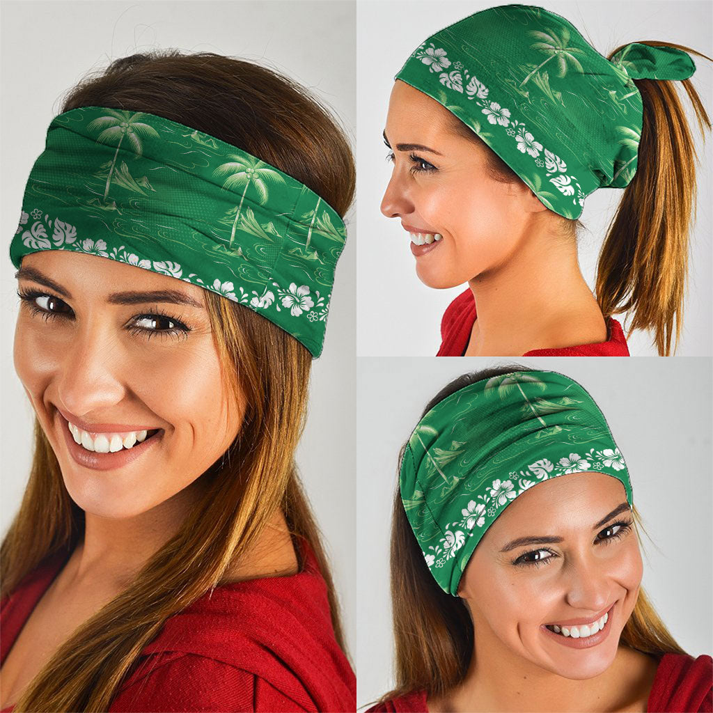Green Hawaii Palm Tree Hibiscus Neck Gaiter Fantasy Summer Vibe LT01 - Polynesian Pride
