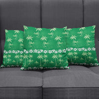 Green Hawaii Palm Tree Hibiscus Pillow Cover Fantasy Summer Vibe