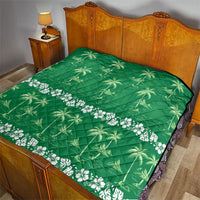 Green Hawaii Palm Tree Hibiscus Quilt Fantasy Summer Vibe LT01 - Polynesian Pride