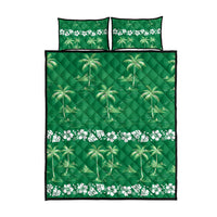 Green Hawaii Palm Tree Hibiscus Quilt Bed Set Fantasy Summer Vibe LT01 - Polynesian Pride