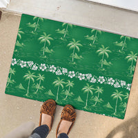 Green Hawaii Palm Tree Hibiscus Rubber Doormat Fantasy Summer Vibe LT01 - Polynesian Pride