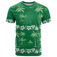 Green Hawaii Palm Tree Hibiscus T Shirt Fantasy Summer Vibe LT01 Green - Polynesian Pride