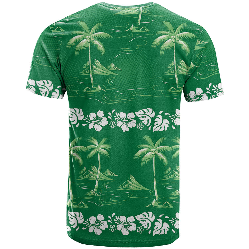 Green Hawaii Palm Tree Hibiscus T Shirt Fantasy Summer Vibe LT01 - Polynesian Pride