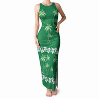 Green Hawaii Palm Tree Hibiscus Tank Maxi Dress Fantasy Summer Vibe LT01 Women Green - Polynesian Pride