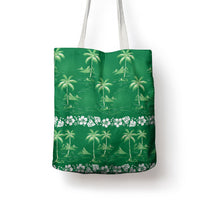 Green Hawaii Palm Tree Hibiscus Tote Bag Fantasy Summer Vibe