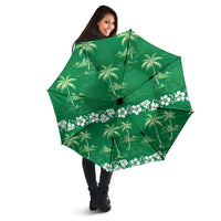 Green Hawaii Palm Tree Hibiscus Umbrella Fantasy Summer Vibe LT01 - Polynesian Pride