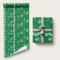 Green Hawaii Palm Tree Hibiscus Wrapping Paper Fantasy Summer Vibe LT01 58" × 23" Green - Polynesian Pride