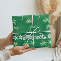Green Hawaii Palm Tree Hibiscus Wrapping Paper Fantasy Summer Vibe LT01 - Polynesian Pride