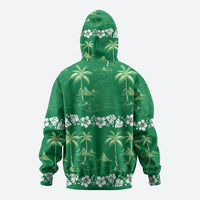 Green Hawaii Palm Tree Hibiscus Zip Hoodie Fantasy Summer Vibe LT01 - Polynesian Pride