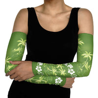 Olive Green Hawaii Palm Tree Hibiscus Arm Sleeves Fantasy Summer Vibe LT01 - Polynesian Pride