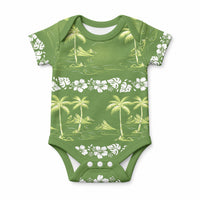 Olive Green Hawaii Palm Tree Hibiscus Baby Onesie Fantasy Summer Vibe