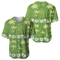 Olive Green Hawaii Palm Tree Hibiscus Baseball Jersey Fantasy Summer Vibe
