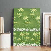 Olive Green Hawaii Palm Tree Hibiscus Canvas Wall Art Fantasy Summer Vibe