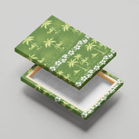 Olive Green Hawaii Palm Tree Hibiscus Canvas Wall Art Fantasy Summer Vibe