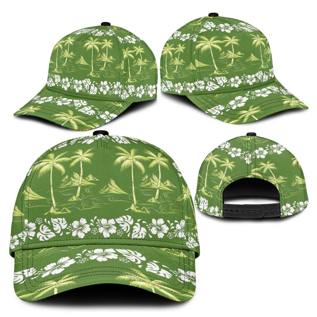 Olive Green Hawaii Palm Tree Hibiscus Classic Cap Fantasy Summer Vibe LT01 - Polynesian Pride