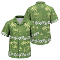 Olive Green Hawaii Palm Tree Hibiscus Family Matching Summer Maxi Dress and Hawaiian Shirt Fantasy Summer Vibe LT01 Son's Shirt Olive - Polynesian Pride