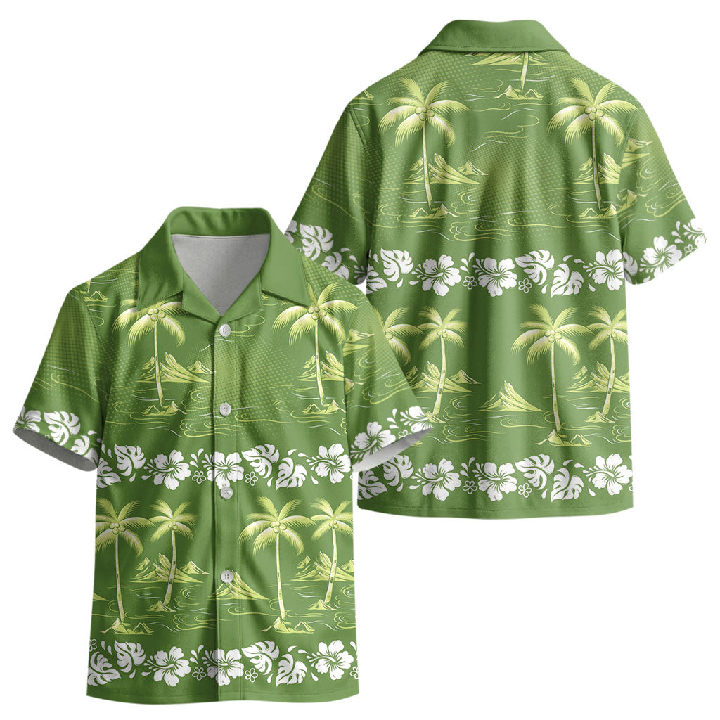 Olive Green Hawaii Palm Tree Hibiscus Kid Hawaiian Shirt Fantasy Summer Vibe LT01 - Polynesian Pride