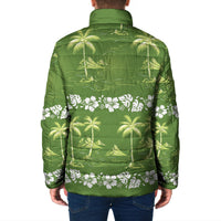 Olive Green Hawaii Palm Tree Hibiscus Padded Jacket Fantasy Summer Vibe LT01 - Polynesian Pride