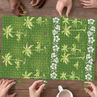 Olive Green Hawaii Palm Tree Hibiscus Puzzle Fantasy Summer Vibe LT01 - Polynesian Pride