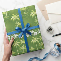Olive Green Hawaii Palm Tree Hibiscus Wrapping Paper Fantasy Summer Vibe LT01 - Polynesian Pride