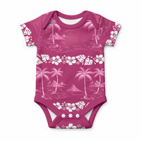 Pink Hawaii Palm Tree Hibiscus Baby Onesie Fantasy Summer Vibe
