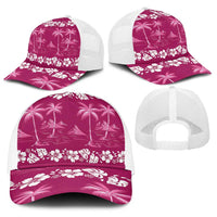 Pink Hawaii Palm Tree Hibiscus Baseball Net Cap Fantasy Summer Vibe LT01 - Polynesian Pride