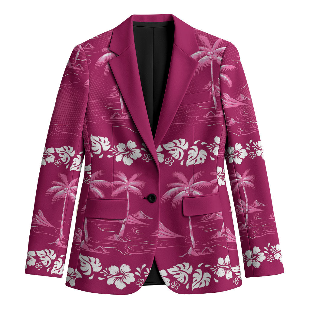 Pink Hawaii Palm Tree Hibiscus Blazer Fantasy Summer Vibe LT01 Unisex Pink - Polynesian Pride