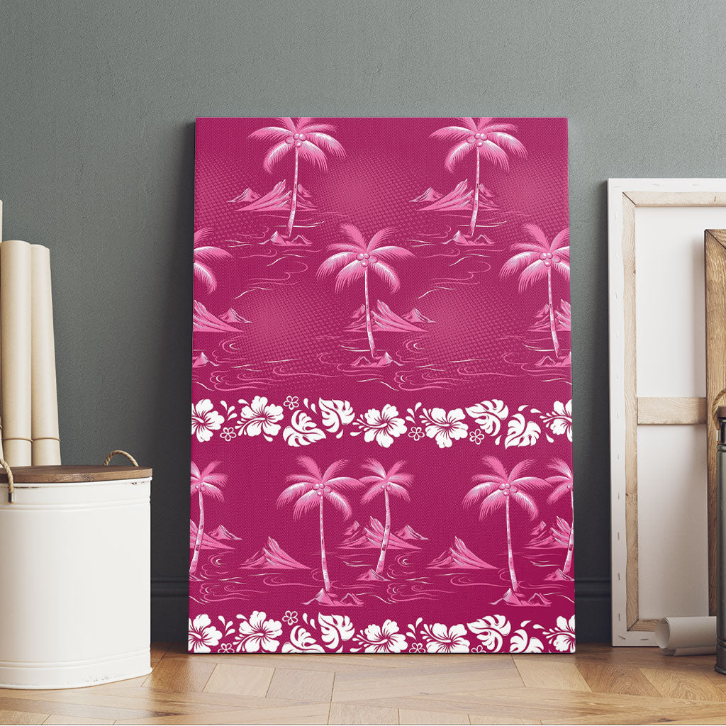 Pink Hawaii Palm Tree Hibiscus Canvas Wall Art Fantasy Summer Vibe LT01 - Polynesian Pride