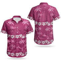 Pink Hawaii Palm Tree Hibiscus Couples Matching Summer Maxi Dress and Hawaiian Shirt Fantasy Summer Vibe
