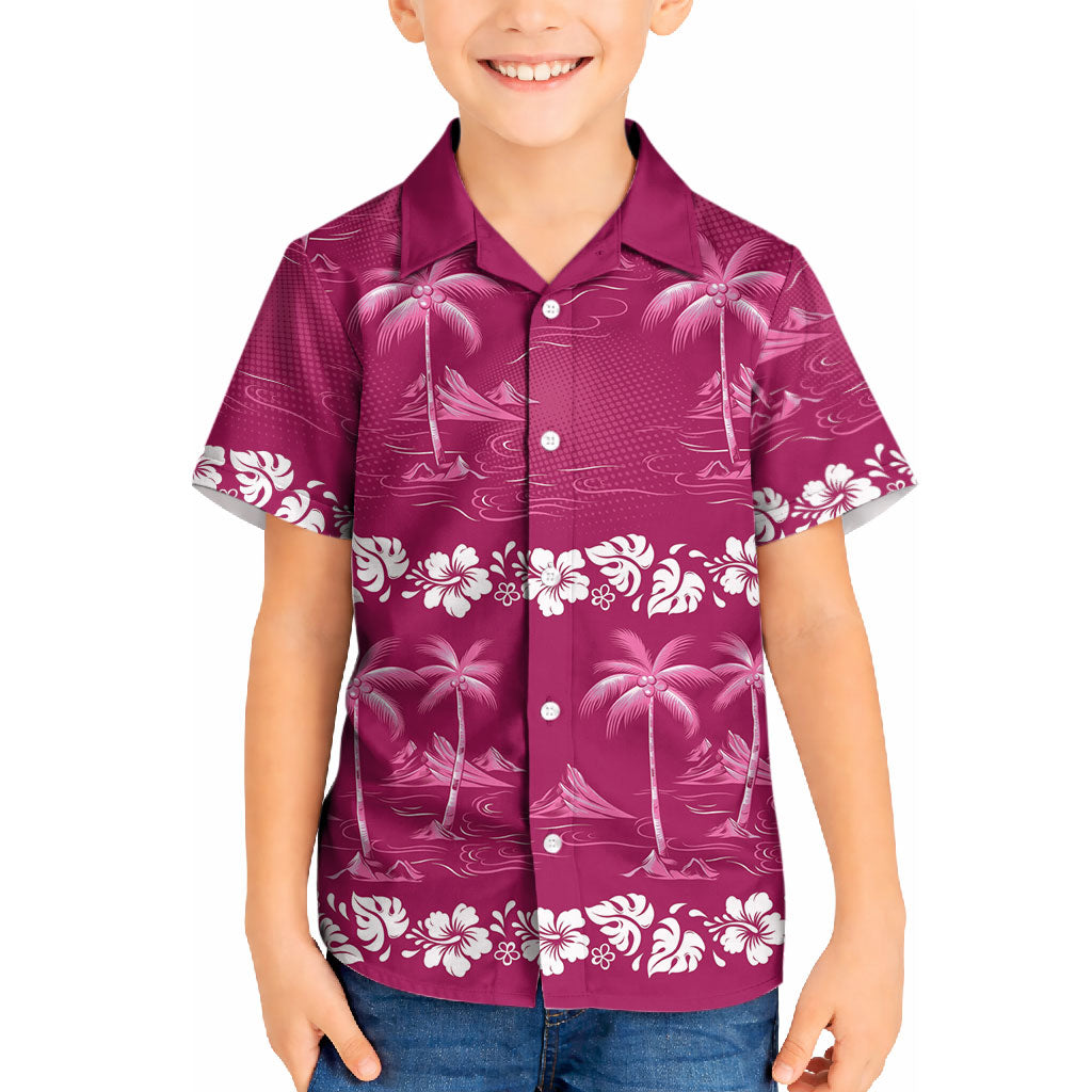 Pink Hawaii Palm Tree Hibiscus Kid Hawaiian Shirt Fantasy Summer Vibe