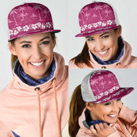 Pink Hawaii Palm Tree Hibiscus Mesh Trucker Cap Fantasy Summer Vibe LT01 - Polynesian Pride