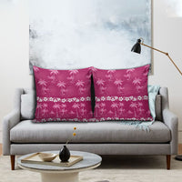 Pink Hawaii Palm Tree Hibiscus Pillow Cover Fantasy Summer Vibe