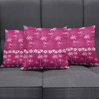 Pink Hawaii Palm Tree Hibiscus Pillow Cover Fantasy Summer Vibe