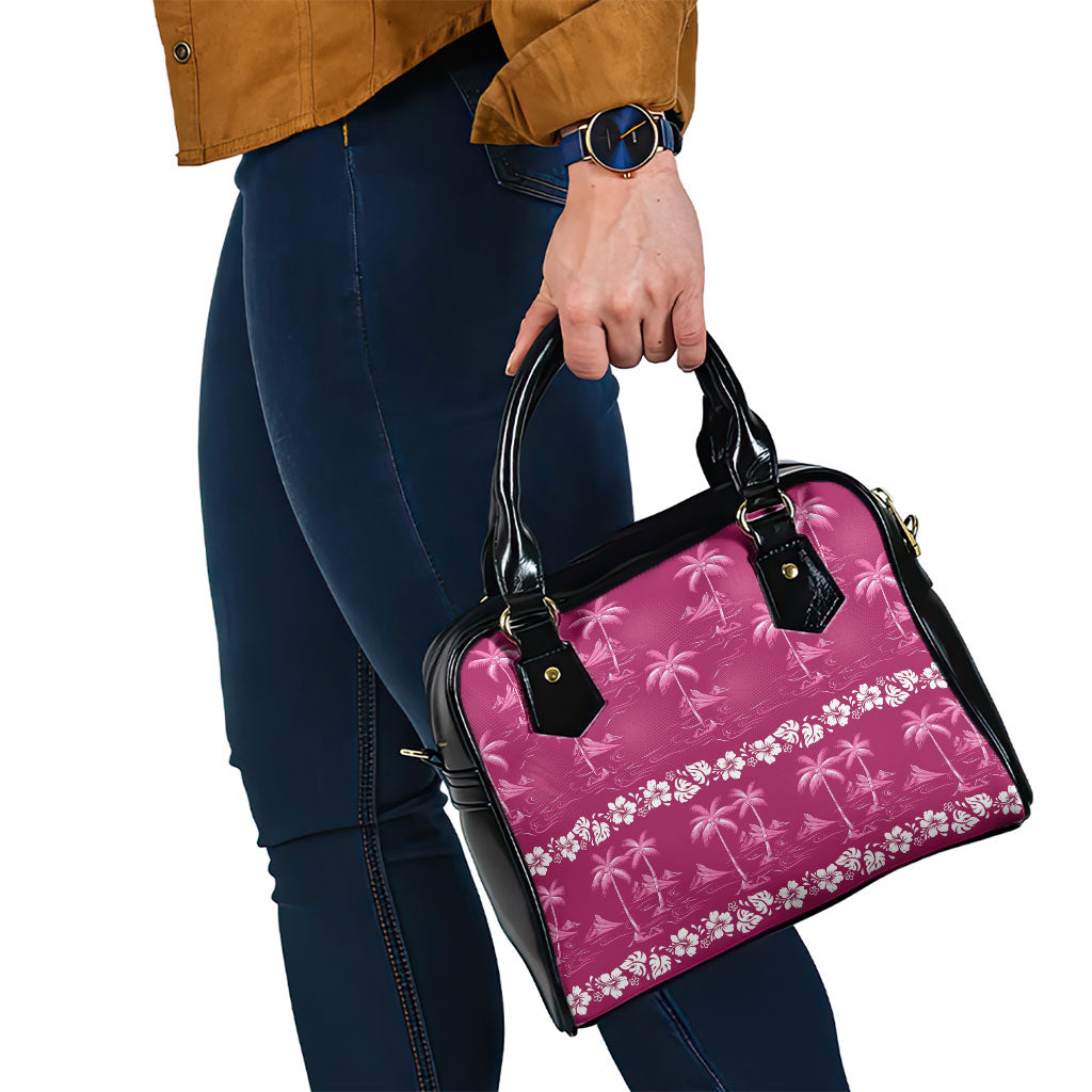 Pink Hawaii Palm Tree Hibiscus Shoulder Handbag Fantasy Summer Vibe LT01 - Polynesian Pride