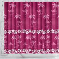 Pink Hawaii Palm Tree Hibiscus Shower Curtain Fantasy Summer Vibe