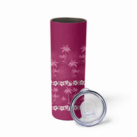 Pink Hawaii Palm Tree Hibiscus Skinny Tumbler Fantasy Summer Vibe LT01 - Polynesian Pride