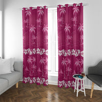 Pink Hawaii Palm Tree Hibiscus Window Curtain Fantasy Summer Vibe LT01 With Grommets Pink - Polynesian Pride
