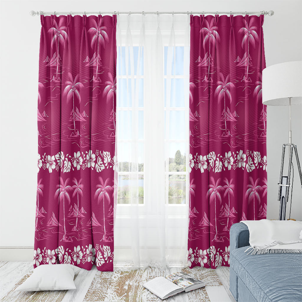Pink Hawaii Palm Tree Hibiscus Window Curtain Fantasy Summer Vibe LT01 - Polynesian Pride