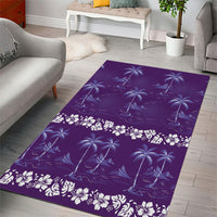 Purple Hawaii Palm Tree Hibiscus Area Rug Fantasy Summer Vibe