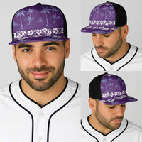 Purple Hawaii Palm Tree Hibiscus Baseball Net Cap Fantasy Summer Vibe LT01 - Polynesian Pride