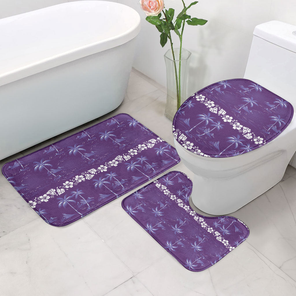 Purple Hawaii Palm Tree Hibiscus Bathroom Set Fantasy Summer Vibe LT01 - Polynesian Pride