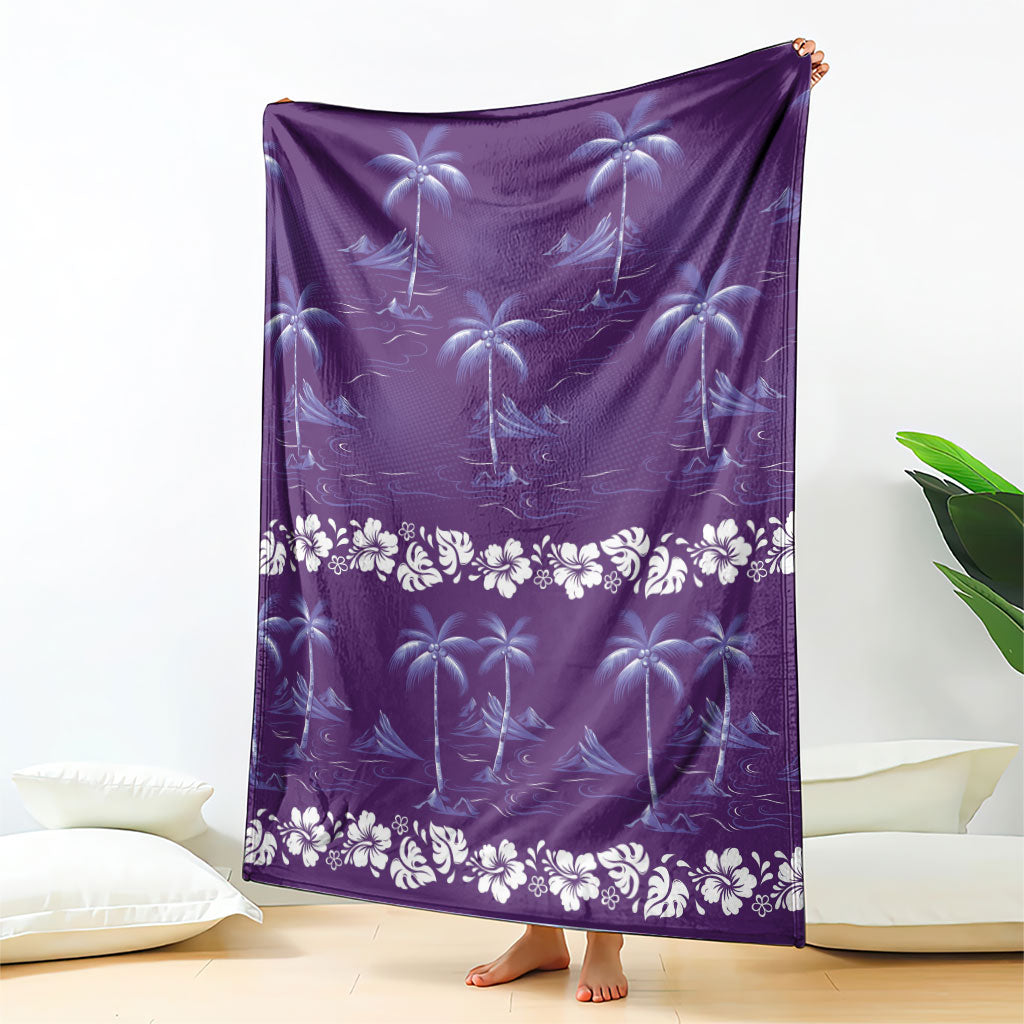 Purple Hawaii Palm Tree Hibiscus Blanket Fantasy Summer Vibe LT01 - Polynesian Pride