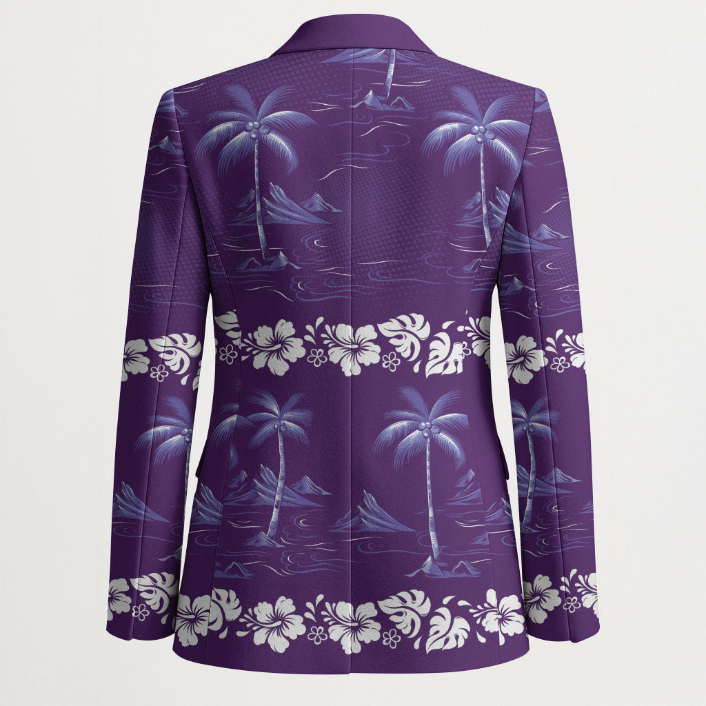 Purple Hawaii Palm Tree Hibiscus Blazer Fantasy Summer Vibe LT01 - Polynesian Pride