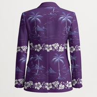 Purple Hawaii Palm Tree Hibiscus Blazer Fantasy Summer Vibe LT01 - Polynesian Pride