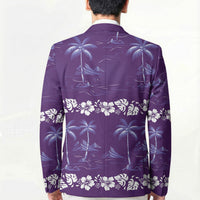 Purple Hawaii Palm Tree Hibiscus Blazer Fantasy Summer Vibe LT01 - Polynesian Pride