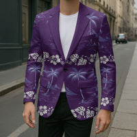 Purple Hawaii Palm Tree Hibiscus Blazer Fantasy Summer Vibe LT01 - Polynesian Pride